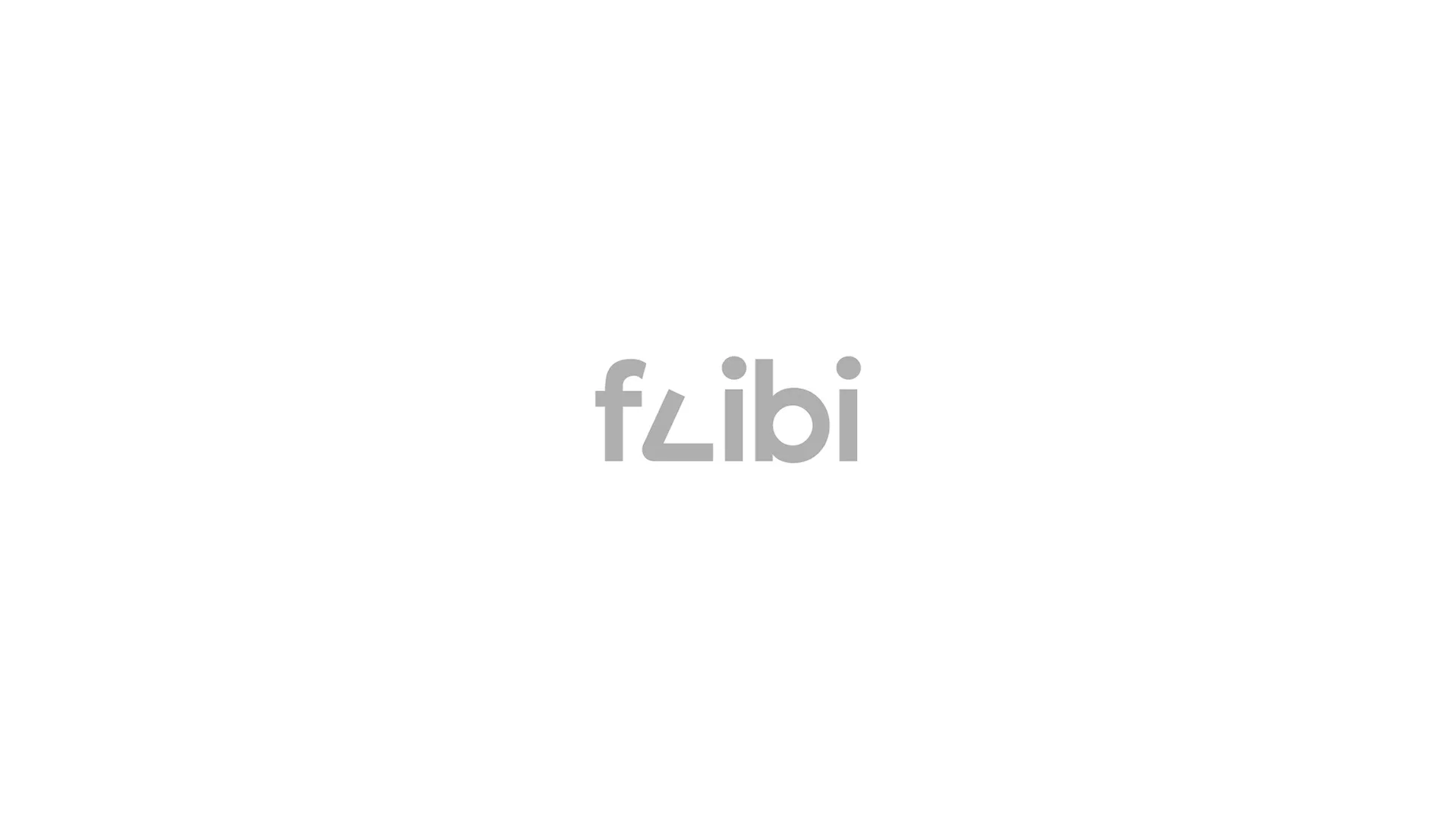 A wordmark do Flibi em cinza sobre fundo branco, com a letra L desenhada como um livro aberto.